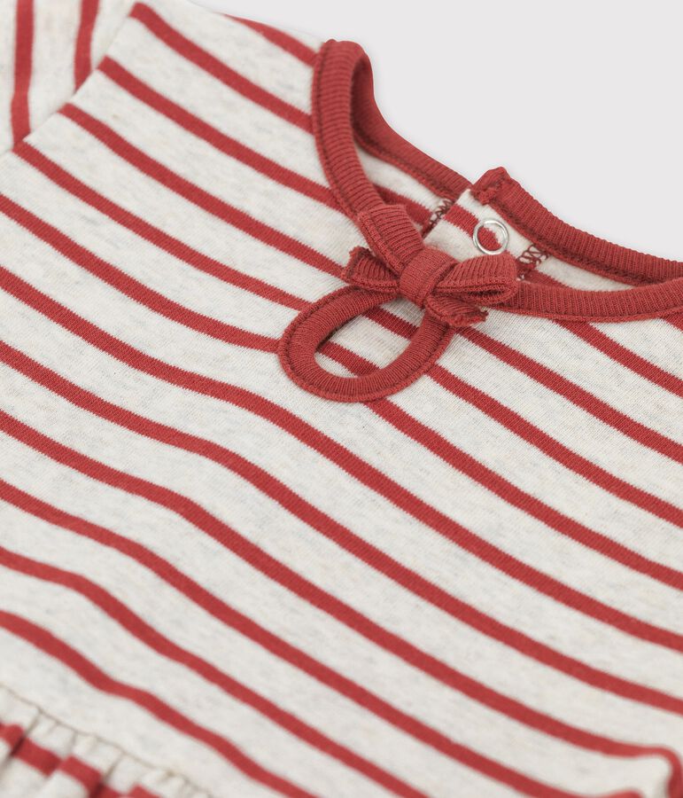 Robe manches courtes ray&eacute;e en coton bio b&eacute;b&eacute; beige MONTELIMAR/ OMBRIE
