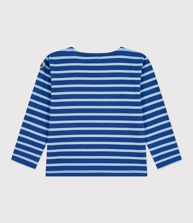 Marini&egrave;re enfant en coton &agrave; rayures bleu/bleu