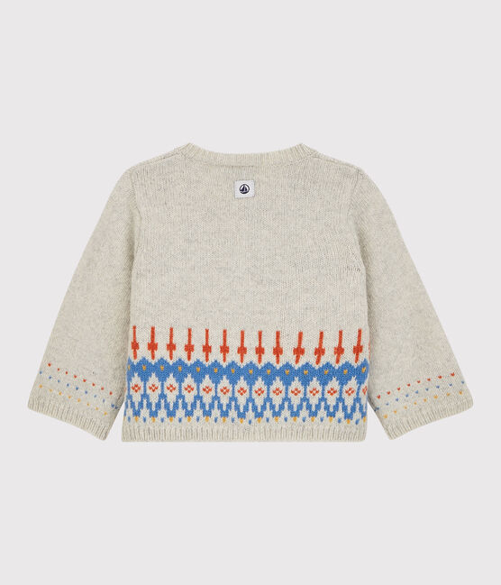 Cardigan jacquard bébé en tricot avec laine beige MONTELIMAR CHINE