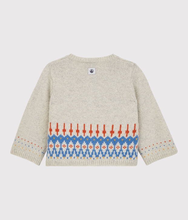 Cardigan jacquard b&eacute;b&eacute; en tricot avec laine beige