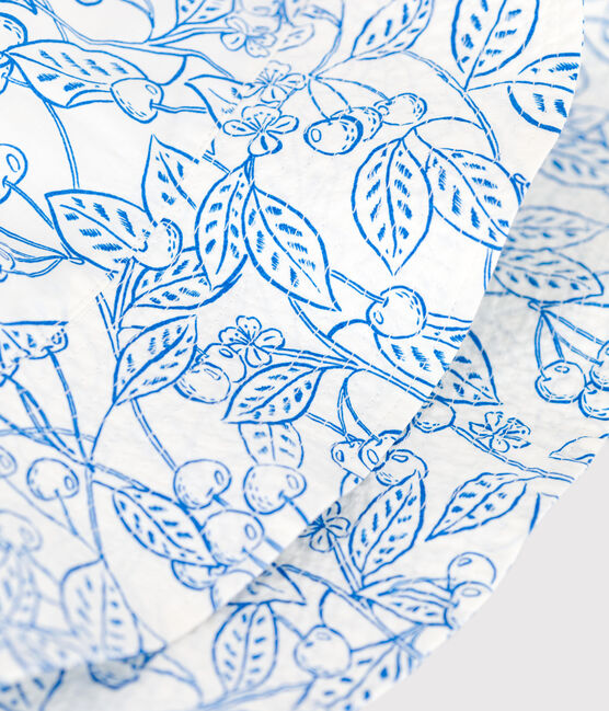Capeline enfant fille en popeline imprimé bleu MARSHMALLOW/ PORCELANA