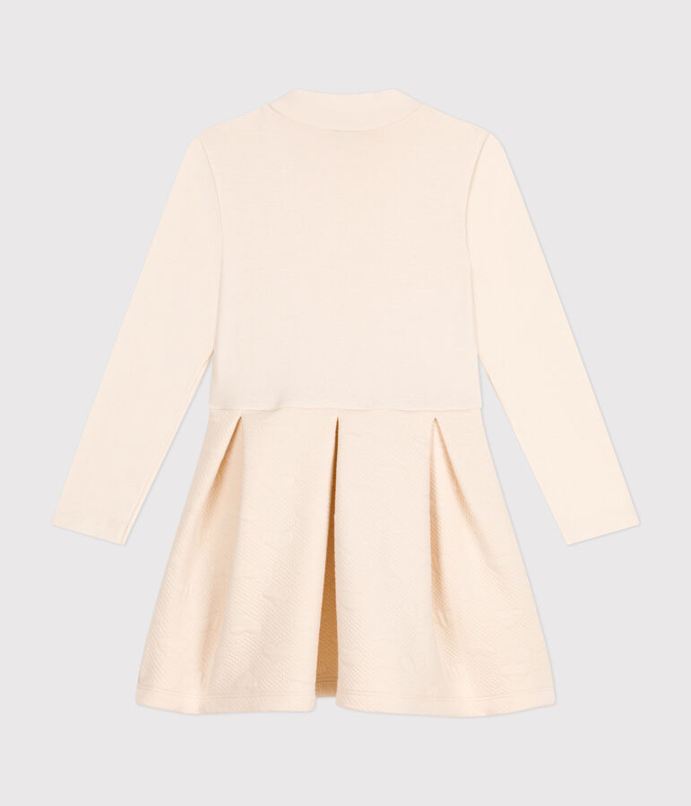 Robe manches longues bi-mati&egrave;re enfant fille &eacute;cru AVALANCHE