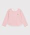 Tee-shirt enfant manches longues &agrave; rayures rose/&eacute;cru