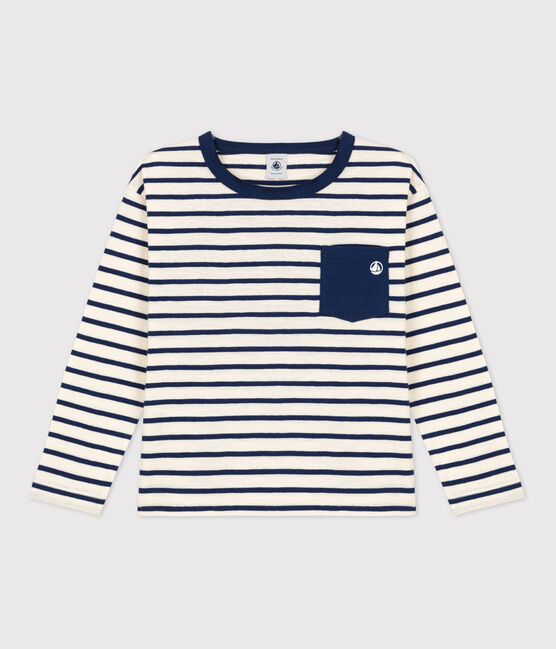 Tee-shirt manches longues en coton enfant garçon blanc AVALANCHE/ MEDIEVAL