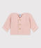 Cardigan bébé tricot point mousse en coton rose SALINE
