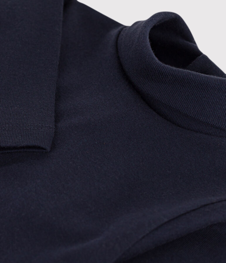 Body manches longues b&eacute;b&eacute; col roul&eacute; en coton bleu SMOKING