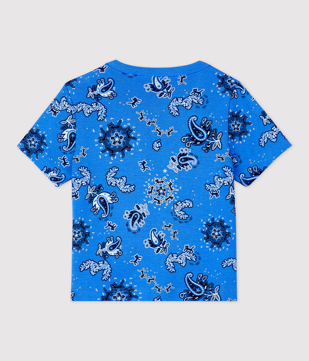 Tee-shirt manches courtes imprim&eacute; bandana en coton bio b&eacute;b&eacute; bleu/multicouleur