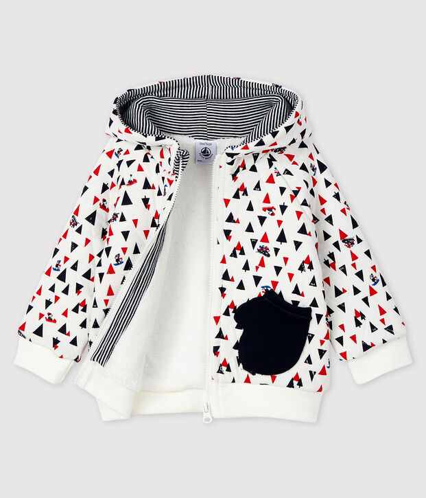 Sweatshirt &agrave; capuche b&eacute;b&eacute; gar&ccedil;on blanc/multicouleur