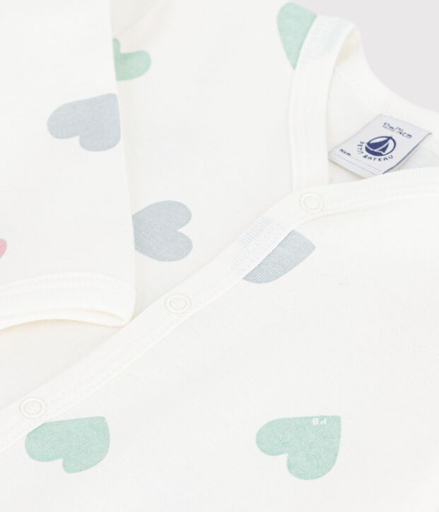 Pyjama b&eacute;b&eacute; en coton sans pieds imprim&eacute; c&oelig;urs blanc/multicouleur
