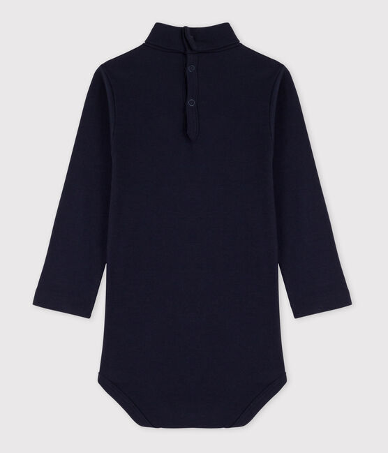 Body manches longues bébé col roulé en coton bleu SMOKING