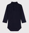 Body manches longues bébé col roulé en coton bleu SMOKING