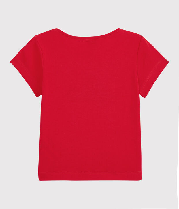 T-shirt manches courtes en coton bio enfant fille rouge