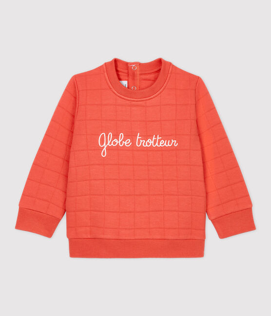 Sweatshirt matelassé bio  bébé. orange OURSIN