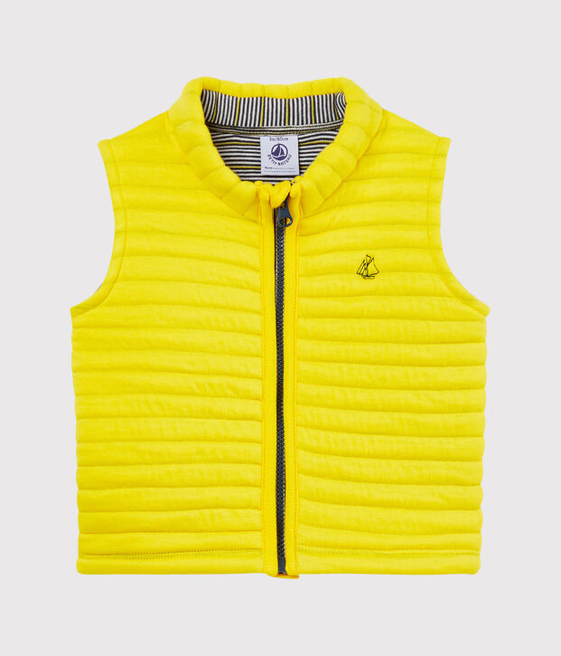 blouson sans manches en tubique matelass&eacute; b&eacute;b&eacute; gar&ccedil;on jaune