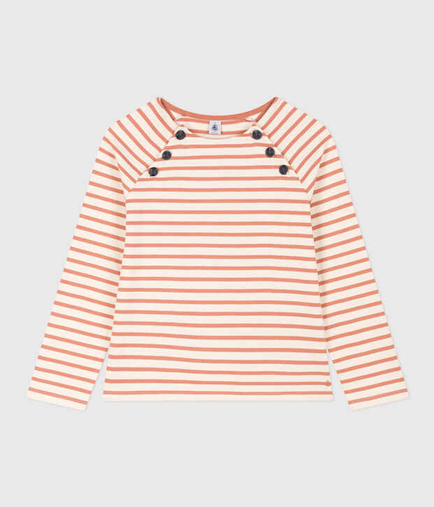 Marini&egrave;re boutonn&eacute;e en coton Femme &eacute;cru/rose