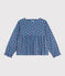 Blouse enfant en velours manches longues imprimée bleu ADRIATIC/ MULTICO