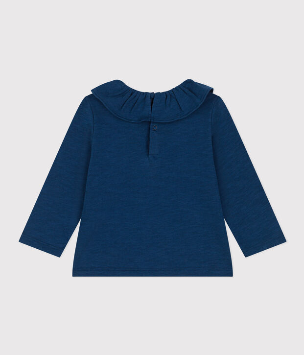 Blouse manches longues en jersey flamm&eacute; b&eacute;b&eacute; bleu