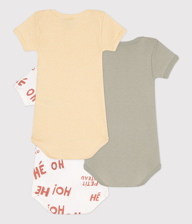 Lot de 3 bodies manches courtes b&eacute;b&eacute; en coton multicouleur