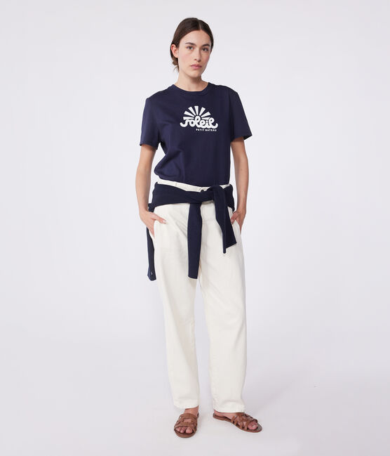 Tee-shirt Femme Le Droit en coton uni bleu SMOKING