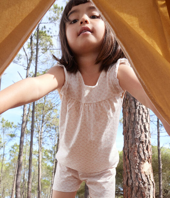 Pyjama short imprimé fleur en coton enfant MARSHMALLOW/ PANTY