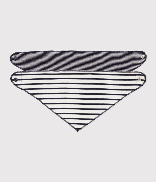 Lot de 2 bandanas-bavoirs b&eacute;b&eacute; &agrave; rayures multicouleur