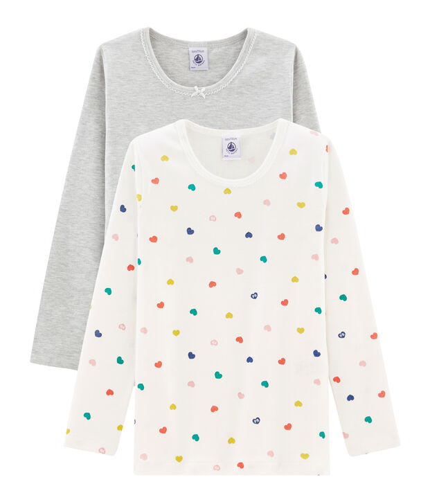 Duo de tee-shirts manches longues petite fille multicouleur
