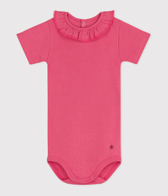Body à manches courtes bébé en coton uni rose PEONIA