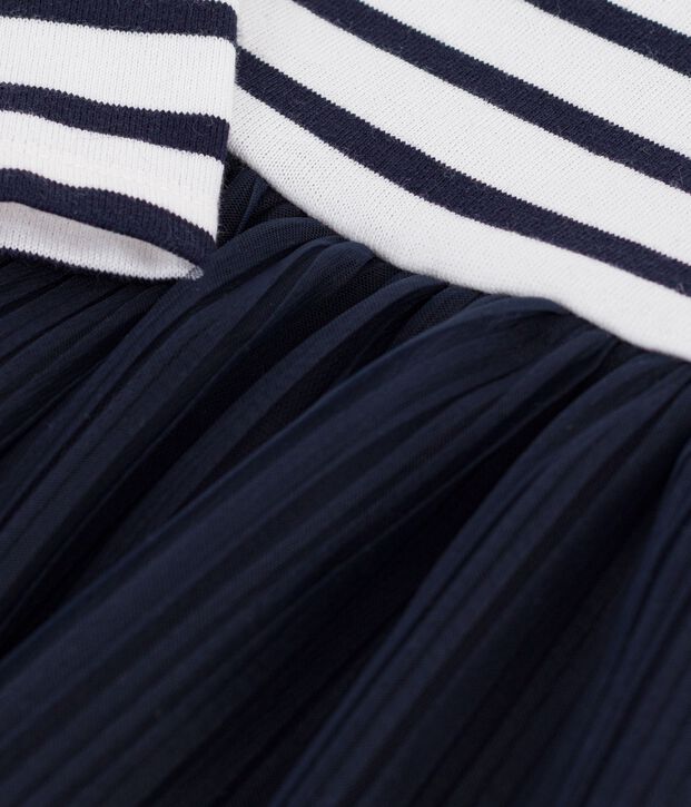 Robe b&eacute;b&eacute; bi-mati&egrave;re manches longues &agrave; rayures blanc/multicouleur