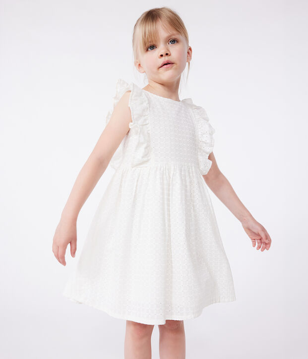 Robe sans manche enfant en coton blanc