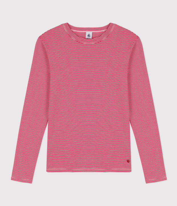 Tee-shirt L'ICONIQUE col rond en coton Femme rouge/blanc