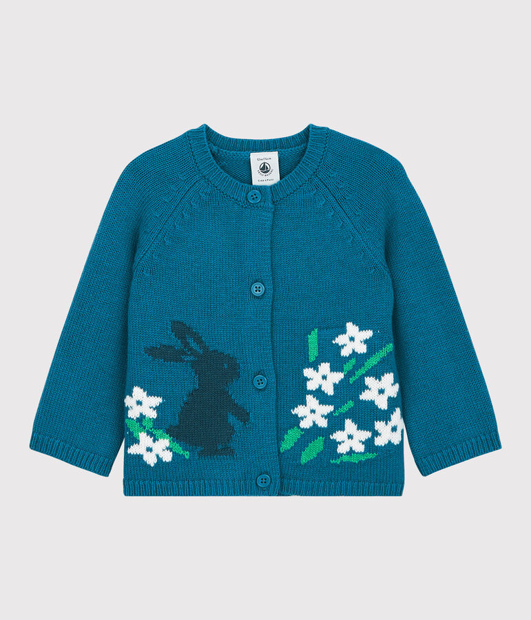 Cardigan en tricot b&eacute;b&eacute;. bleu MALLARD