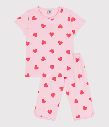 Pyjama capri enfant en coton imprimé cœurs