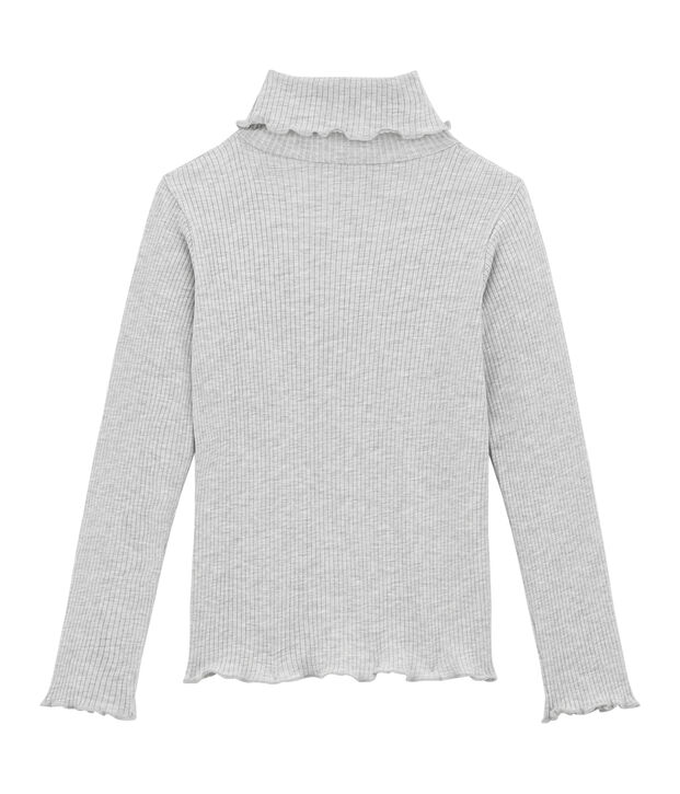 tee-shirtmanches longues col roul&eacute;s gris chin&eacute; clair