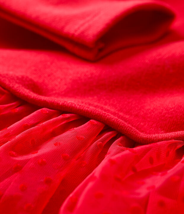 Robe en molleton et tulle b&eacute;b&eacute;. rouge