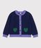 Cardigan enfant en laine et coton uni bleu marine