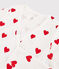 Cardigan cache-cœur en coton Femme blanc MARSHMALLOW/rouge TERKUIT