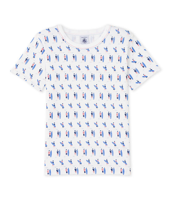 T-shirt garçon imprimé blanc ECUME/bleu SOURCE