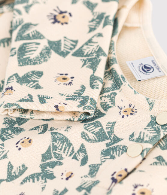 Robe manches longues en molleton fleuri enfant fille blanc AVALANCHE/ MULTICO