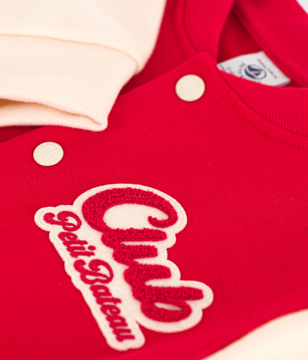 Teddy en molleton enfant gar&ccedil;on rouge/&eacute;cru