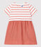 Robe bi-matière en gaze de coton et jersey épais bio bébé blanc MARSHMALLOW/ PAPAYE
