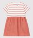 Robe bi-matière en gaze de coton et jersey épais bio bébé