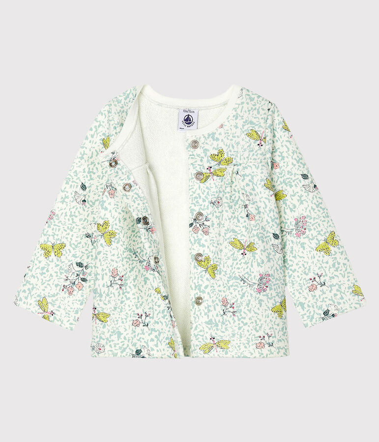 Cardigan b&eacute;b&eacute; fille en molleton imprim&eacute; blanc/multicouleur