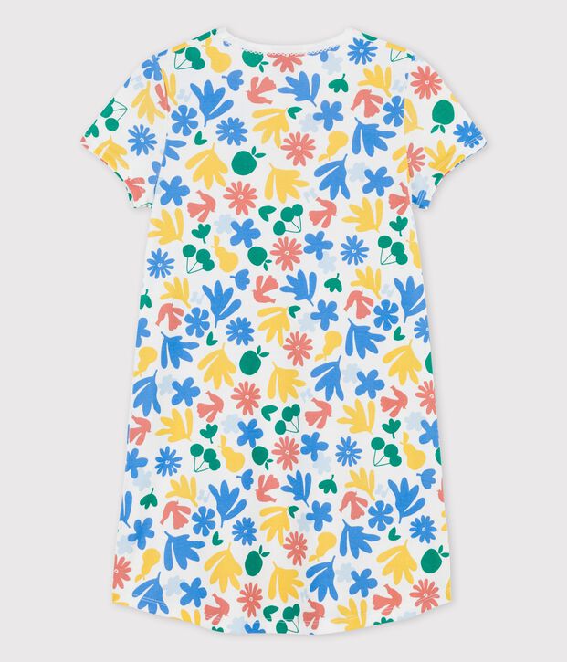 Chemise de nuit fruits petite fille en coton blanc/multicouleur