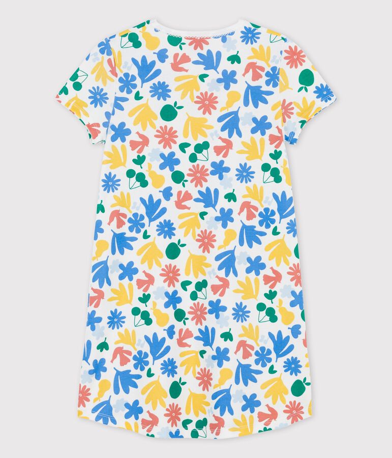 Chemise de nuit fruits petite fille en coton blanc/multicouleur