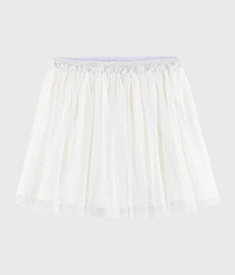 Jupe en tulle paillet&eacute; enfant fille blanc MARSHMALLOW/gris ARGENT