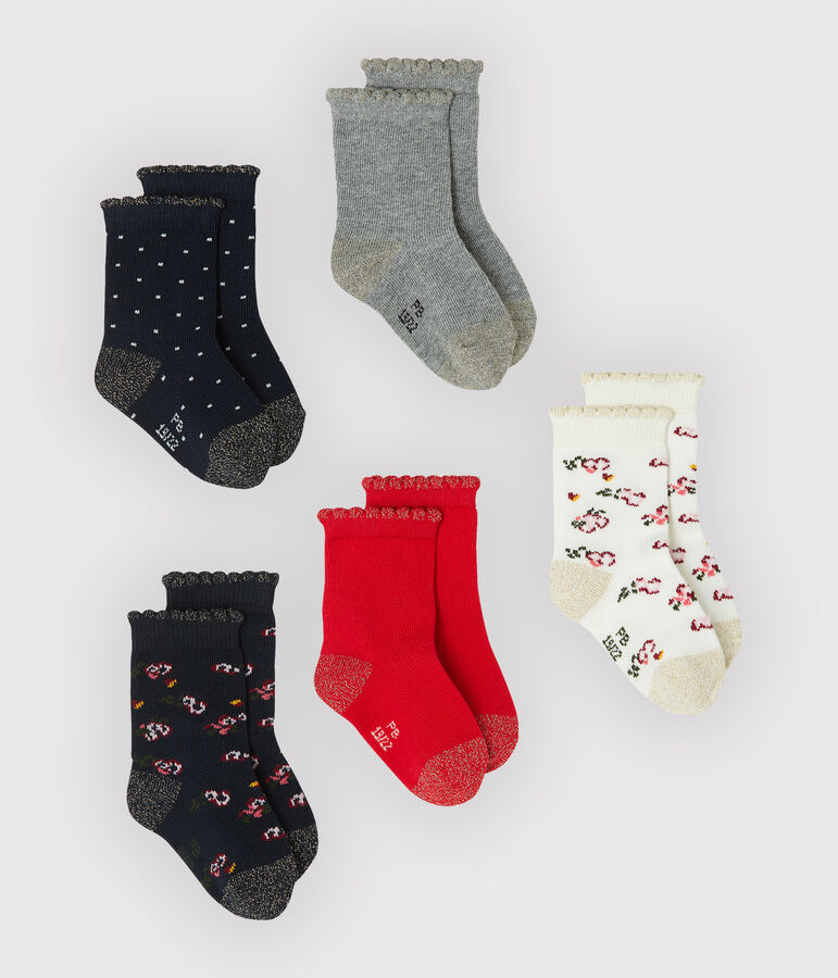 Lot de 5 paires de chaussettes b&eacute;b&eacute; fille multicouleur