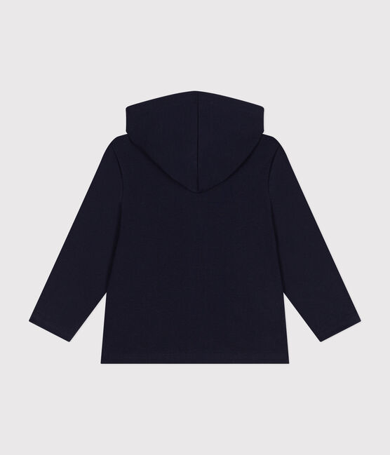 Sweatshirt zippé à capuche en cote enfant garçon bleu SMOKING