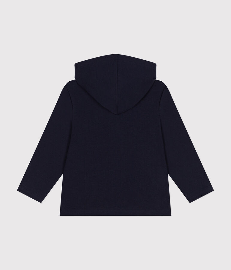 Sweatshirt zipp&eacute; &agrave; capuche en cote enfant gar&ccedil;on bleu