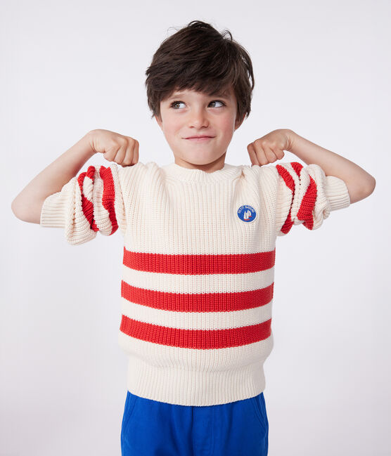 Pull enfant en coton à rayures rouge AVALANCHE/ AURORA
