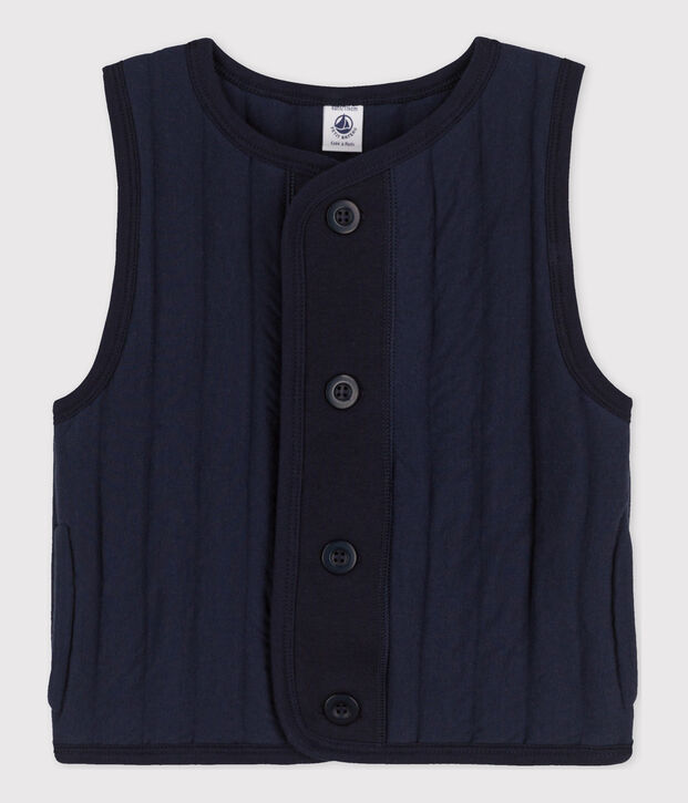 Veste sans manche en tubique enfant fille / gar&ccedil;on bleu marine